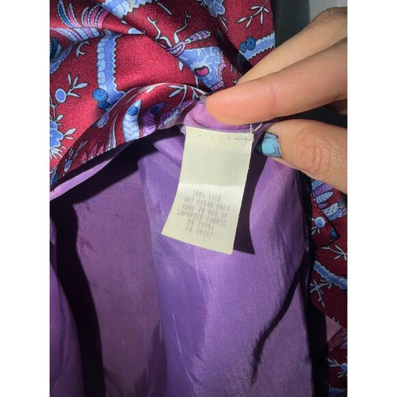 Vintage Betsey Johnson Silk Midi Skirt Butterflies 90s M Y2K 00s Whimsical Birds - Picture 13 of 13